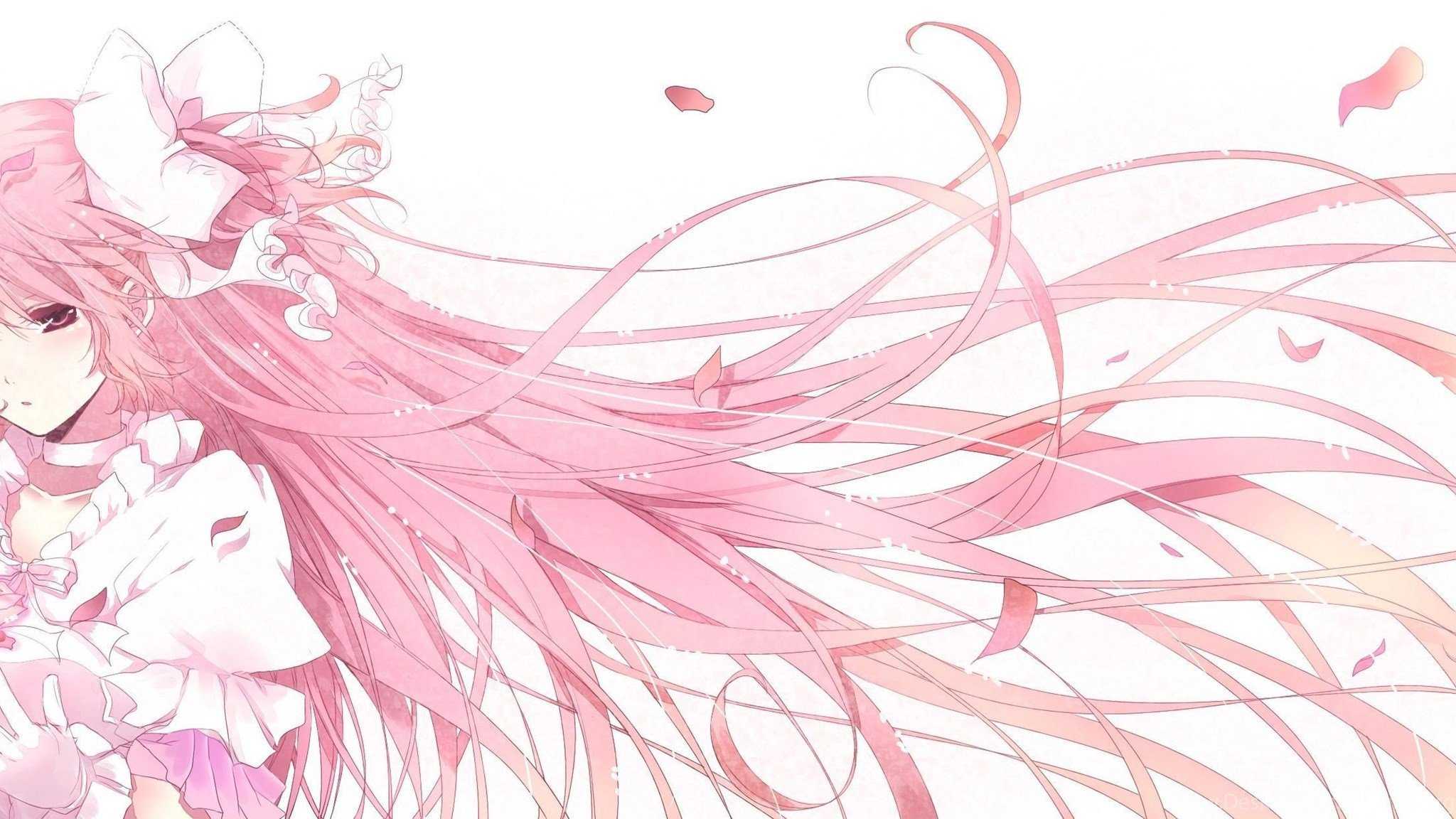 Тян с розовыми волосами из аниме. мир аниме и кавая